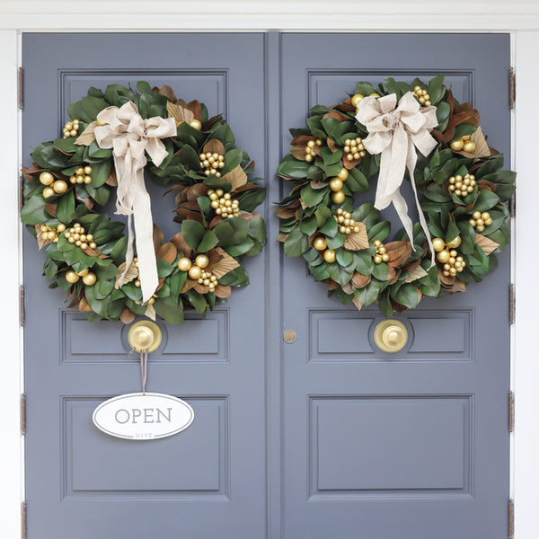 Image of wreaths on hive doors