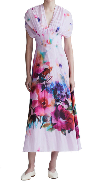 Lela Rose Watercolor Floral Cotton Voile Isabel Dress