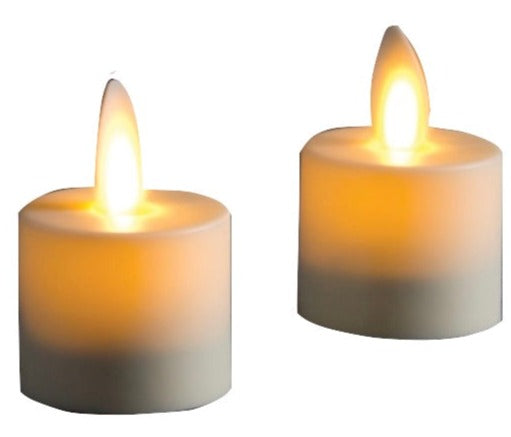 Two Napa Home & Garden Moving Flame Tealight LED Candles against a white background.