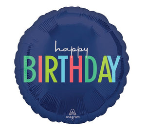 The Signature Balloon by Burton+Burton is a round, dark blue foil balloon with the words "happy BIRTHDAY" printed in colorful letters, perfect for any celebration. Pair it with our stunning floral arrangements for an extra special touch and enjoy fast local delivery!