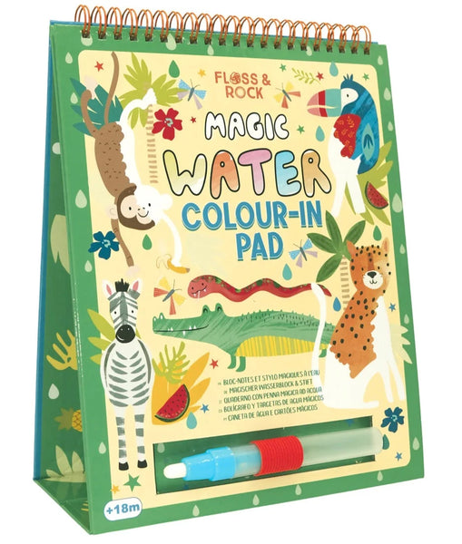 This reusable Floss and Rock Jungle Easel Watercard and Pen features magic watercolor paper.