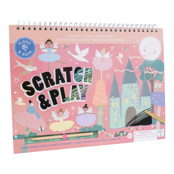 Children's Floss and Rock Enchanted Scratch & Play activity book with enchanted illustrations and a fairytale theme.