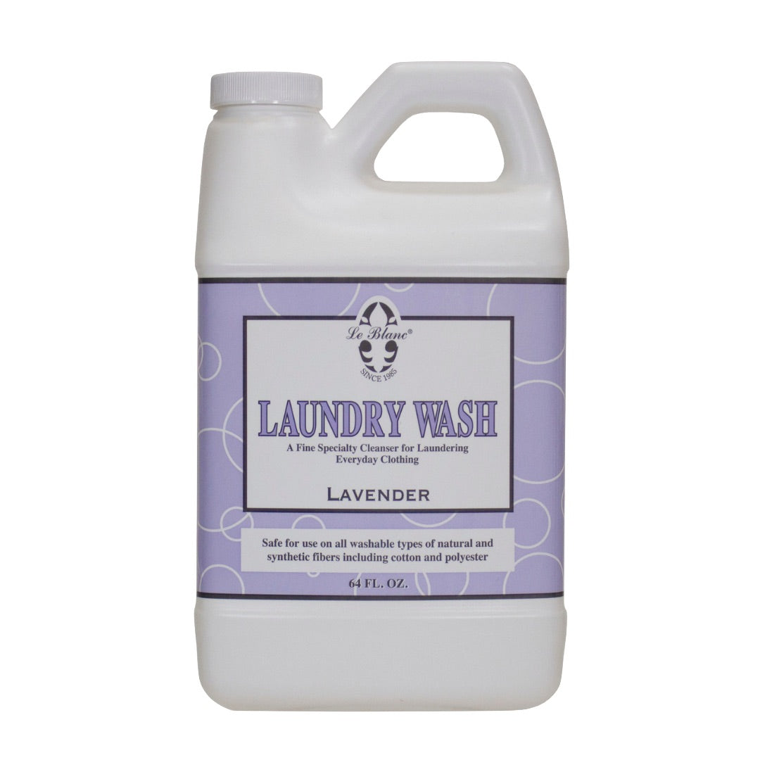 Le Blanc Laundry Wash, 64 fl oz, features a lavender medley scent and is designed for everyday clothes. It works on both natural and synthetic fabrics—even in cold water.
