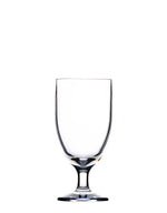 A clear, empty stemmed glass from the Revel Acrylic Drinkware Collection by Bold sits centered on a plain white background, showcasing refined elegance.