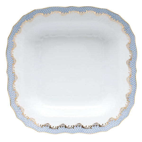 Herend Fish Scale Square Fruit Dish, Light Blue