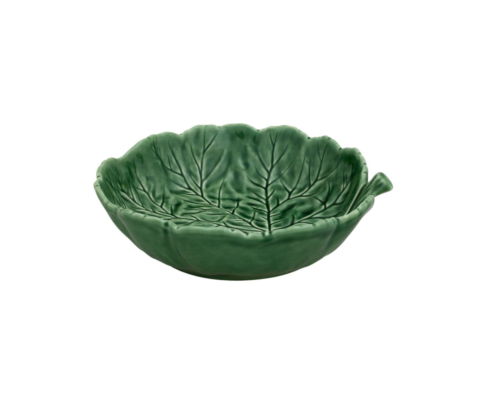 The Hive Geranium Leaf Serveware Collection features a green ceramic bowl shaped like a leaf, complete with vein patterns and a small handle—perfect for adding nature-inspired charm to your tableware.