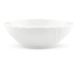 The Vecchio White Salad Bowl by Ginori 1735 is a handcrafted porcelain bowl with a scalloped rim and textured pattern, photographed on a plain white background.