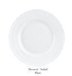 A clear decorative glass plate from the Vecchio White Dinnerware Collection by Ginori 1735, labeled “Dessert / Salad Plate,” is displayed from above on a white background, evoking the refined elegance of this iconic collection.