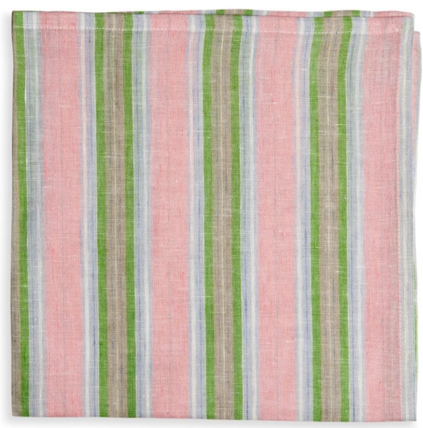 Deborah Rhodes Garden Stripe Napkin Set of 4, Pink & Green
