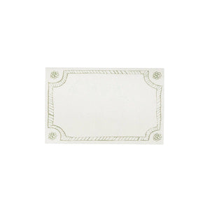 The Juliska Berry & Thread Place Cards feature a blank rectangular design with a decorative bordered edge and floral corner motifs, inspired by the Berry & Thread collection, set against a white background.