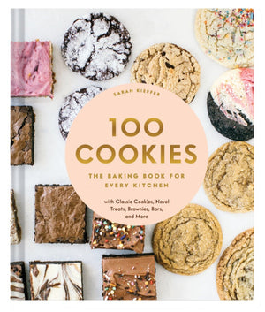 Cover of "100 Cookies" by Chronicle Books, showing an array of cookies and bars around the title on a white background.