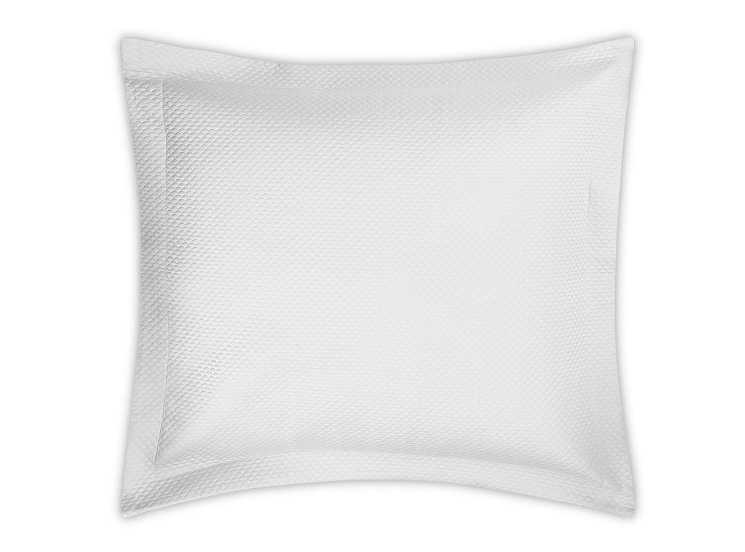 The Matouk Alba Bedding Collection pillowcase in white features a subtle textured pattern in Egyptian cotton sateen, shown from above on a white background.