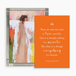 An Anne Neilson: 100 Days of Gratitude Inspirational Card featuring an Albert Einstein quote stands beside an abstract angel painting in the signature style of Anne Neilson.