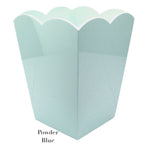 Experience the elegance of our "Powder Blue" scalloped popcorn or treat box, inspired by Addison Ross designs, perfect for any gathering.