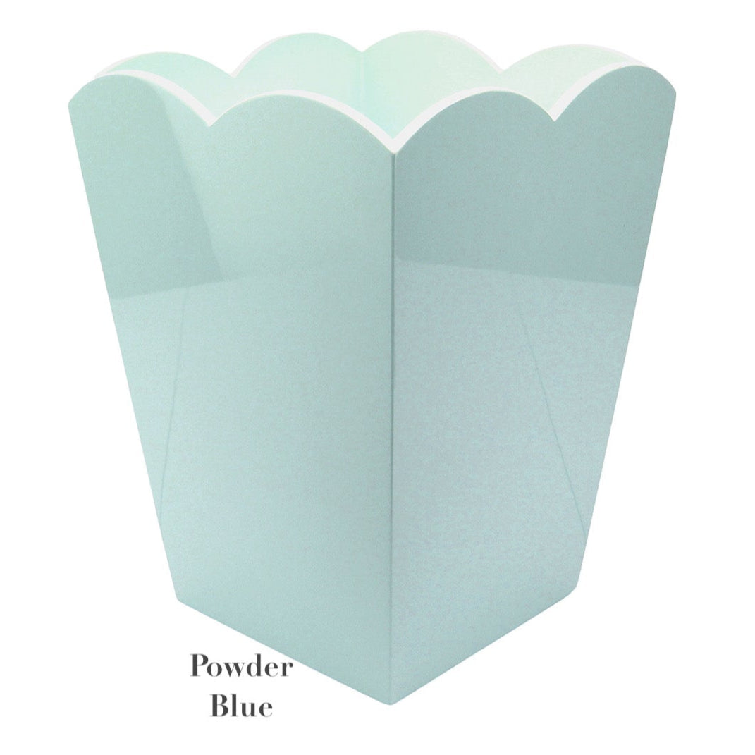 Experience the elegance of our "Powder Blue" scalloped popcorn or treat box, inspired by Addison Ross designs, perfect for any gathering.