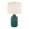 Braylen Medium Ribbed Table Lamp - Emerald Crackle with Linen Shade, 29" H