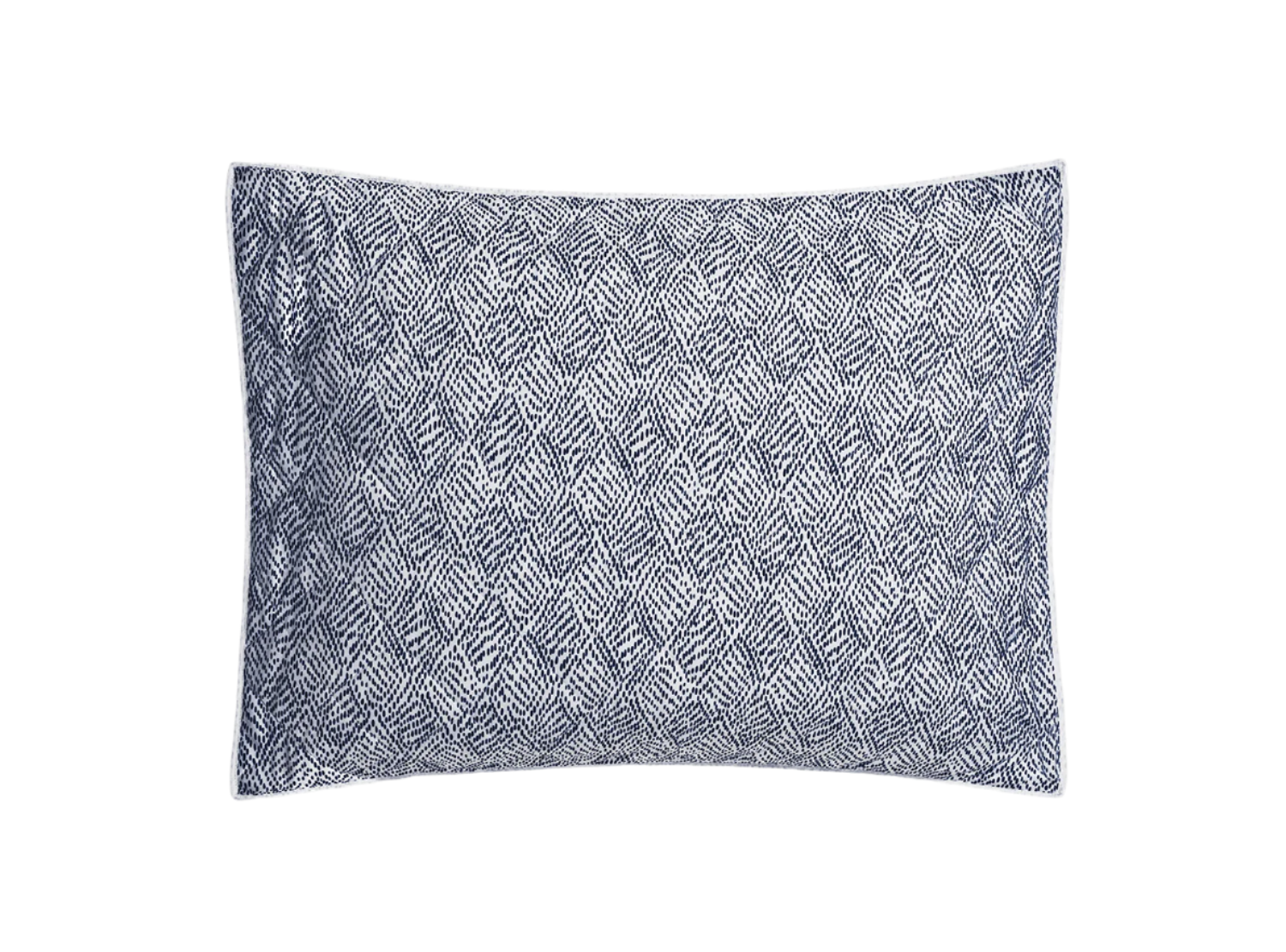 Rectangular pillow from Matouk's Duma Diamond Bedding Collection in Navy, featuring a blue and white herringbone pattern on luxurious 500 thread count Egyptian cotton percale, shown against a plain white background.