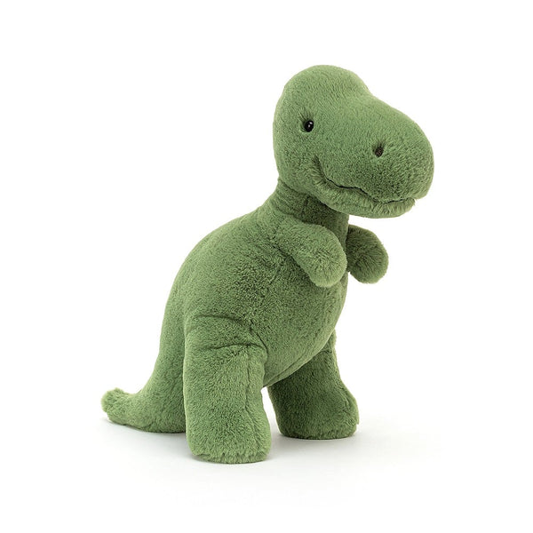 Fossilly T-Rex, a green dinosaur stuffed toy, by Jellycat.