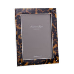 The Addison Ross Tortoiseshell and Silver Photo Frame (5 x 7) features a faux tortoise shell-patterned border, silver plate trim, and a luxury velvet back for an elegant finish. The rectangular frame stands upright against a white background.