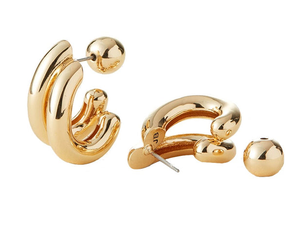 Jenny Bird Florence hoop earrings with ball details on a white background.