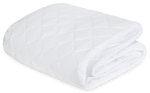 The Matouk Foundation Mattress Pad, featuring a white quilted diamond pattern, is crafted from 520 thread count fabric and OEKO-TEX certified—ensuring premium comfort and peace of mind.