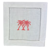 Coastal Cocktail Napkin Set - White/Coral, Set of 4