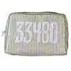 Milan Cosmetic Case - Green and White Stripe "33480"