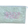 Large Helen Cosmetic Case, "MAKEUP" - Green Pinstripe
