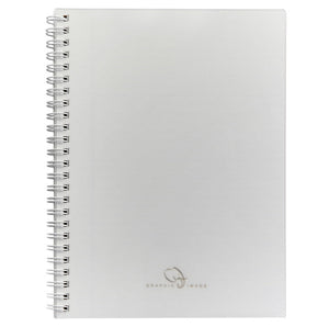 The Graphic Image Spiral Notebook Refill, 9” is a white Wire-O-bound notebook with a plain cover, featuring a small brand logo at the bottom center and premium quality paper inside.