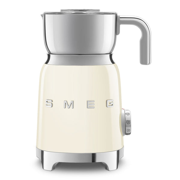 Vintage-style Smeg milk frother collection with a multifunction knob on a white background.