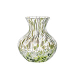 The Juliska Puro Speckled Vase features a bulbous base, flared rim, and green and white spots—perfect as a chic decor accent or home accessory.