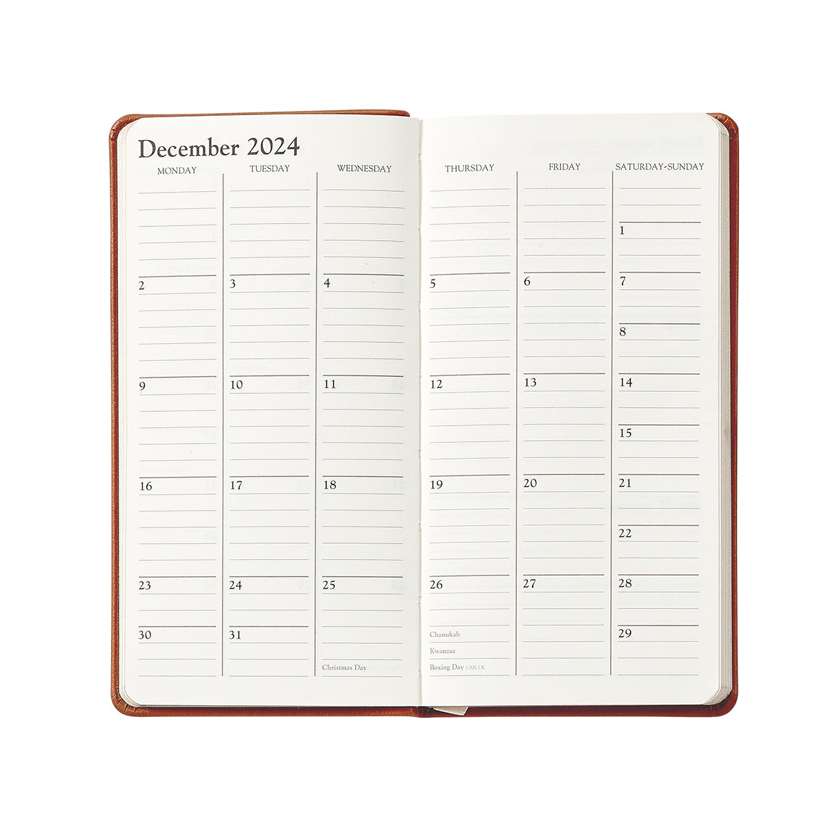 The Graphic Image 2026 Pocket Journal Planner Collection features a weekly layout for December with holidays like Christmas and Chanukah marked at the bottom of the right page.