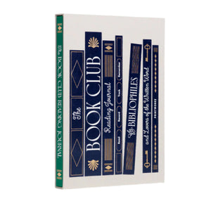 The PrintWorks Book Club Reading Journal features elegant blue and gold spine designs, perfect for book lovers to track their reading and write insightful reviews.
