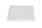 A neatly folded sheet from the Matouk White Roman Hemstitch Bedding Collection, crafted from European linen, displayed on a white background.