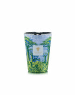 Baobab Collection's Sacred Trees Summer Yarani Candle features a green and blue nature-themed design with trees and plants.