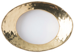 The Juliska Puro Napkin Ring is an oval-shaped, metallic gold aluminum accent with nickel plating, a textured uneven surface, and a white center—an elegant piece that complements your Juliska Puro collection.