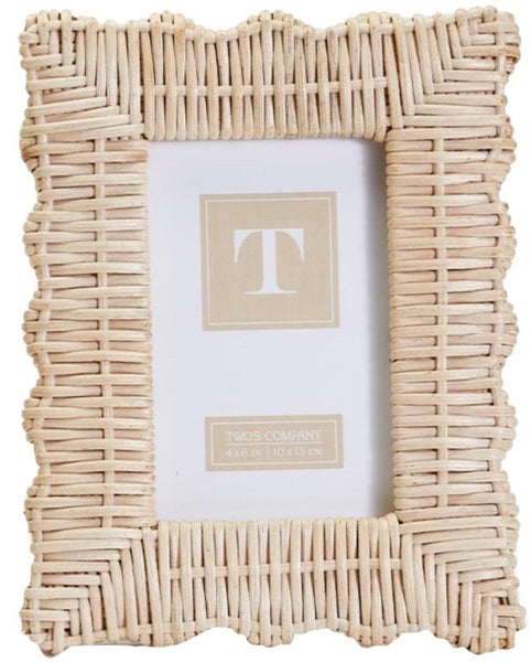 Two's Company Wicker Weave Scalloped Frame Collection displaying a placeholder card.