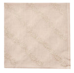 The Deborah Rhodes Vine Embroidered Napkin Set features square linen napkins with stitched edges, a subtle diagonal texture, and delicate taupe/gold hand-embroidered accents.