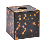 Part of the Addison Ross Lacquer Tissue Box Collection, this square cover features a striking tortoiseshell pattern, high gloss finish, and a circular top opening.