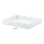 The Addison Ross Scalloped White Lacquer Tray Collection features a small, rectangular tray with a high gloss finish and scalloped edges, shown on a plain white background.