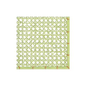 The Trellis Green Collection by Caspari features square, green biodegradable napkins with a lattice pattern and bordered edges—an eco-friendly choice perfect for any occasion.