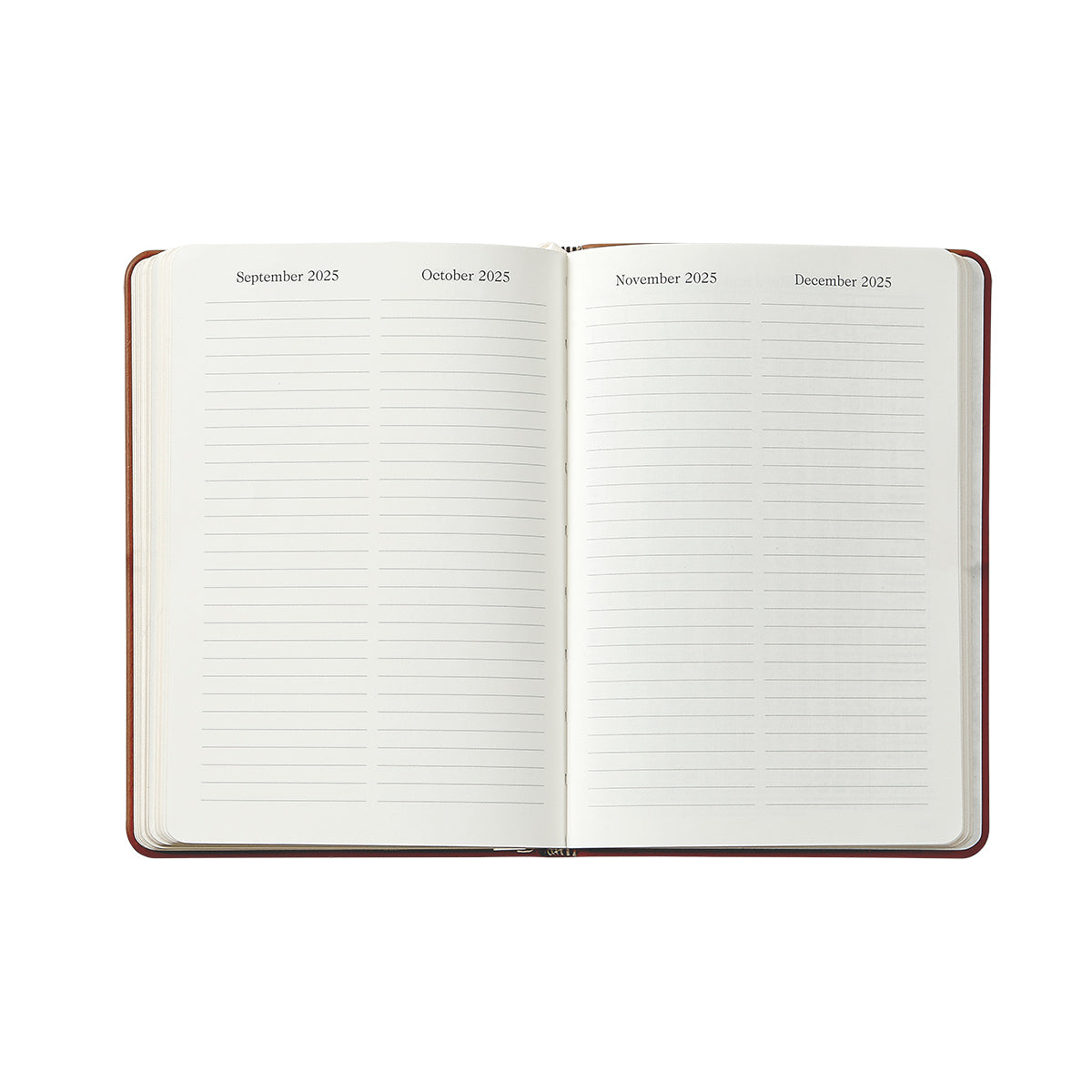 The open Graphic Image 2026 Weekly Journal Planner Collection displays lined appointment pages for September to December 2025.