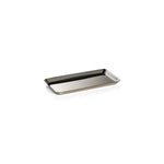 The Zodax Park Lane Versatile Rectangle Tray Collection features a sleek steel tray with raised edges, perfect for functional or decorative use, shown on a white background.