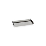 The Park Lane Versatile Rectangle Tray Collection by Zodax features a sleek, rectangular silver-colored steel tray with slightly raised edges—ideal as a modern decorative accent. Photographed on a plain white background.