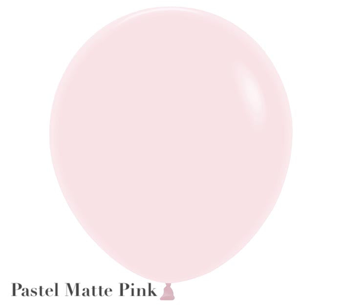 A single **Solid Balloon** in a pastel matte pink shade from **Burton+Burton** against a white background. The text "Pastel Matte Pink" is written near the bottom. Perfect as an accent in a balloon bouquet, complementing live floral arrangements for any occasion. Enjoy the convenience of local delivery to brighten someone's day.