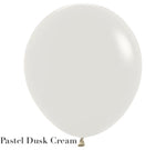 A single Solid Balloon from Burton+Burton in a soft pastel dusk cream color stands out against a white background, capturing the essence of a delicate live floral arrangement. The text "Pastel Dusk Cream" is displayed in the bottom left corner of the image, evoking thoughts of elegant local delivery options for any occasion.