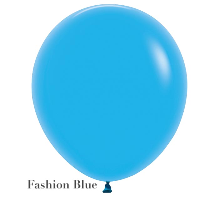 A single blue balloon with a shiny surface, labeled "Solid Balloon" by Burton+Burton on the bottom left corner, is perfect to complement live floral arrangements or a balloon bouquet.