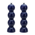 The Hive Bobbin Salt & Pepper Grinder Set features glossy dark blue mills with silver knobs and ceramic grinders, displayed against a white background.