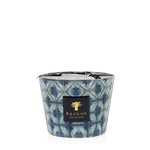 A Baobab Bohomania Kilan scented candle with a geometric blue pattern on its exterior, displayed against a plain white background.