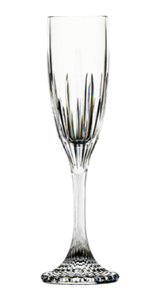 The Bold Tryst Acrylic Drinkware Collection features a clear, faceted polycarbonate champagne flute with an elegant stem and base—beautifully unbreakable and photographed on a white background.